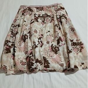 Liz & co. size 6 abstract floral cream pink brick brown 100% cotton skirt